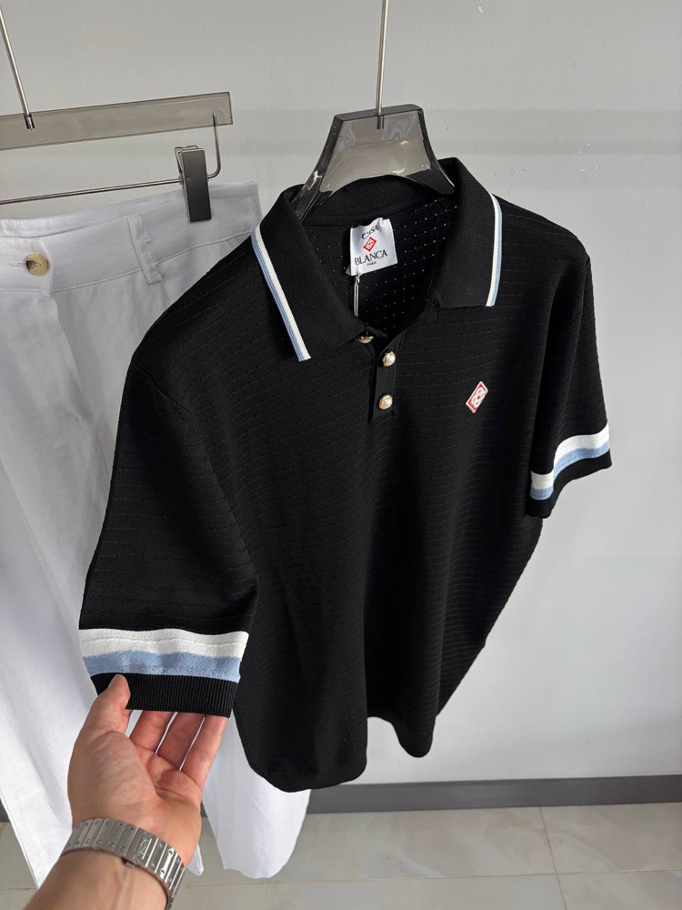 Casa Ss’ 26 Premium Knitted Polo Tshirt (Black)