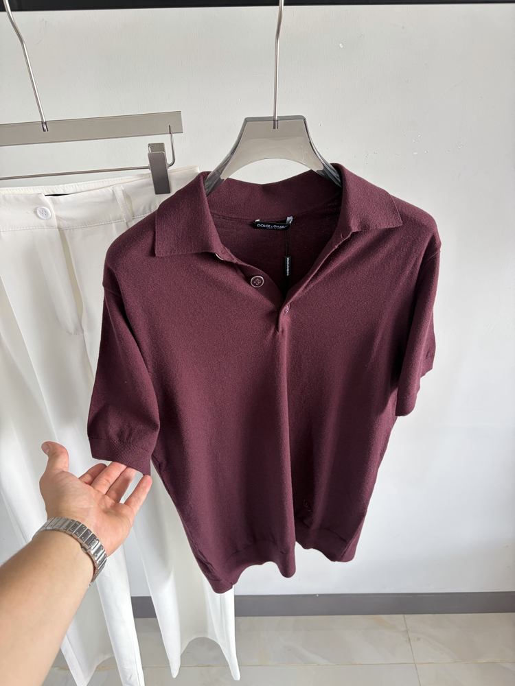 Dolce Ss'26 Premium  Merserize Knitted Polo Tshirt 