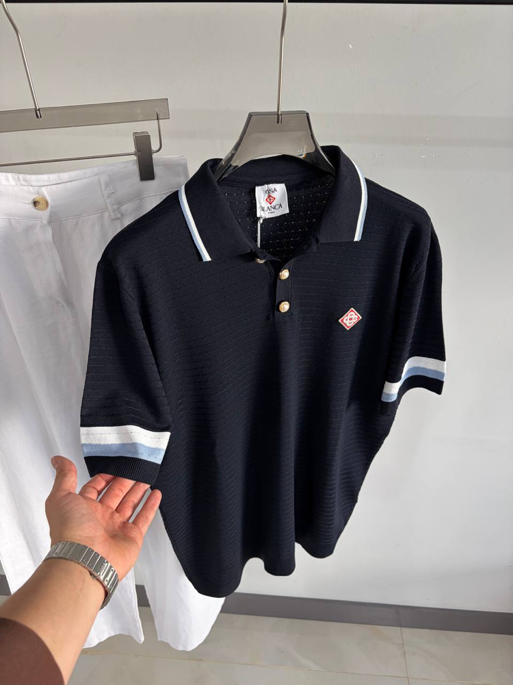 Casa Ss’ 26 Premium Knitted Polo Tshirt (Navy)