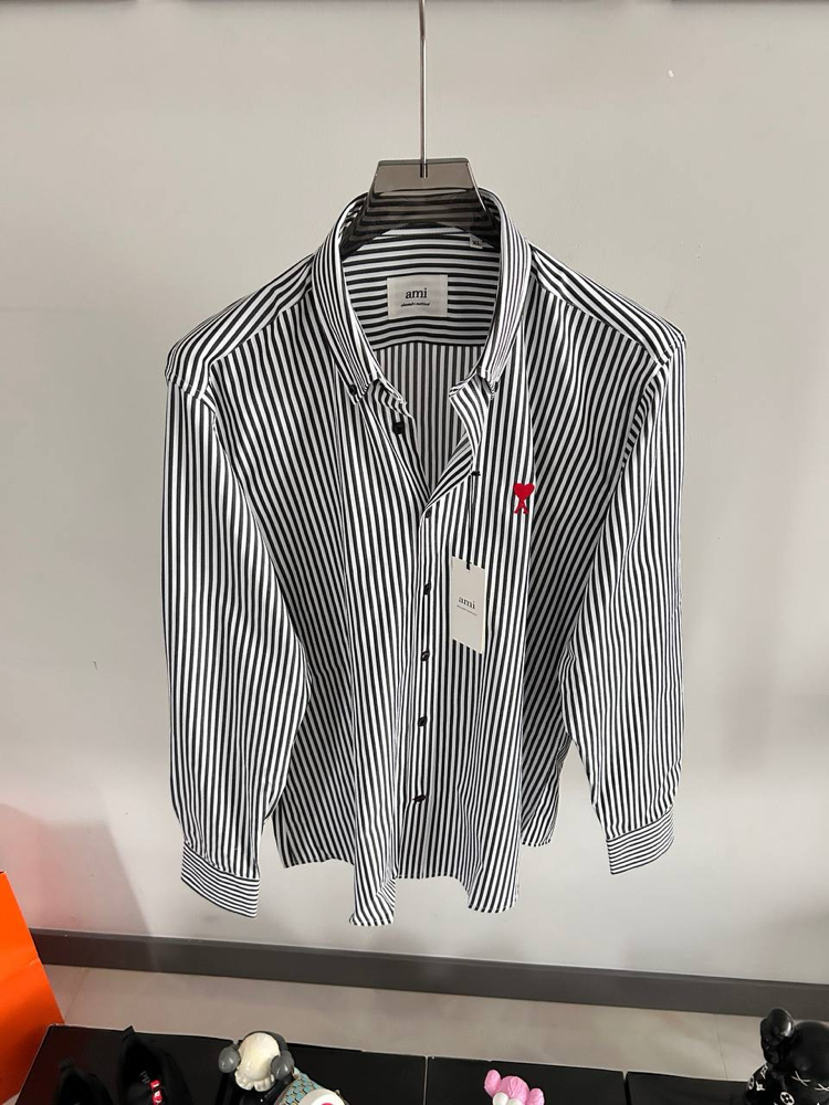 Kalp Nakışlı Çizgili Gömlek ( Siyah )
