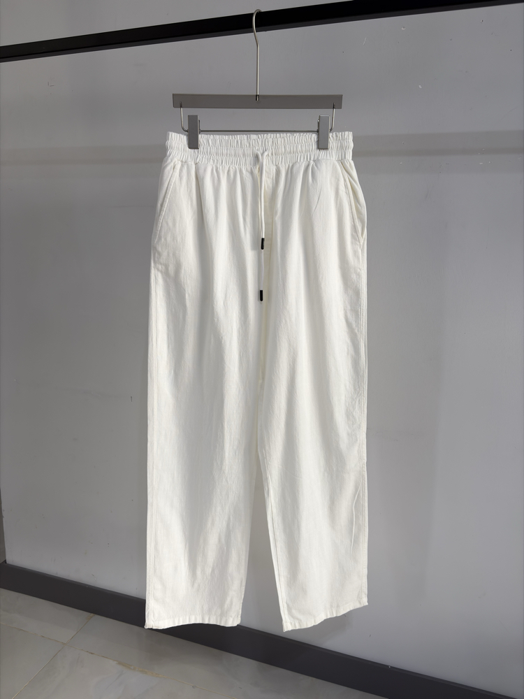 Keten Baggy Kalp Nakışlı Pantolon