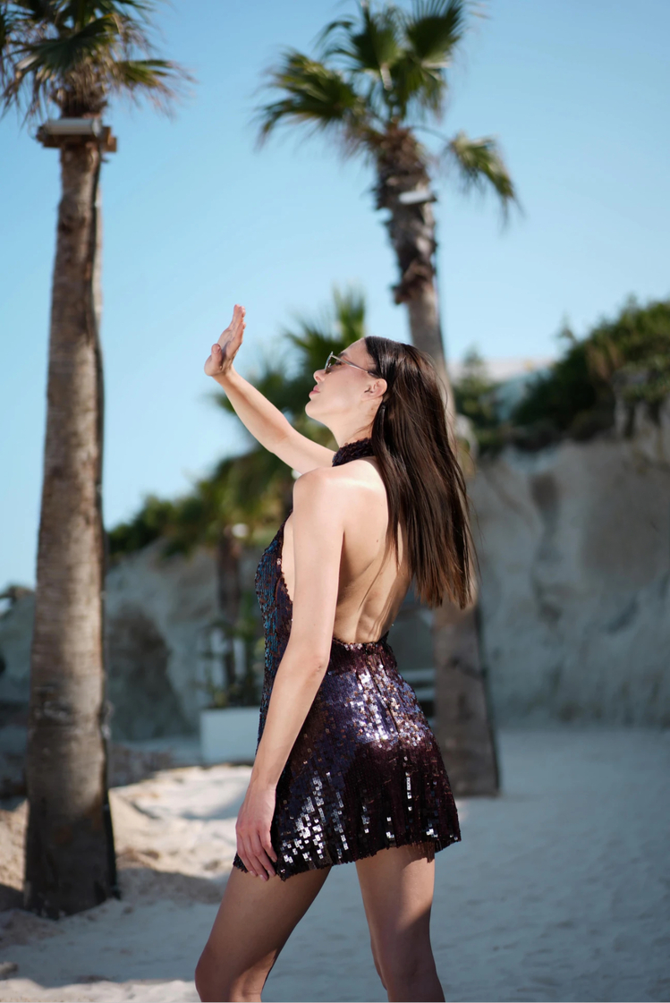 Brown sequin night dresss