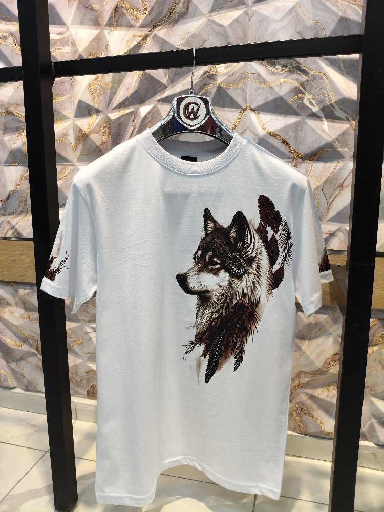 2016 Kurt Baskılı Beyaz Basic T-Shirt
