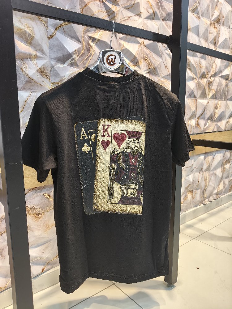 2020 A-K Baskılı Siyah Basic T-shirt
