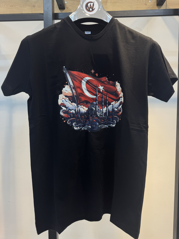 İstanbul Detaylı Türkiye Siyah T-Shirt