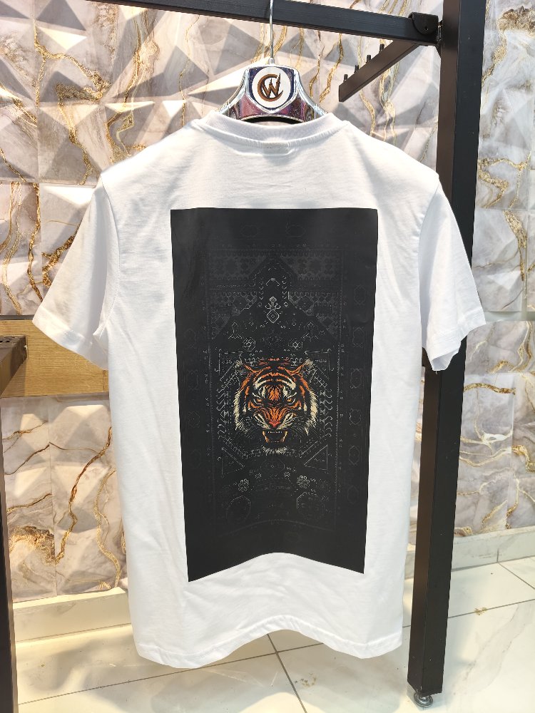 2005 Kaplan Baskılı Beyaz Basic T-Shirt