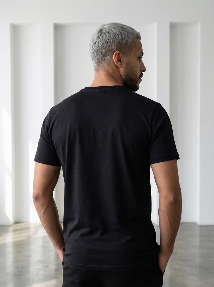 SLIM FIT BASIC TEE | BLACK (Kısa Kol Bisiklet Yaka Yumuşak Dokulu Süpreme Penye Siyah T-Shirt
