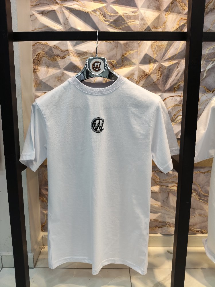 2010 Kaplan Gümüş Baskılı Beyaz Basic T-Shirt