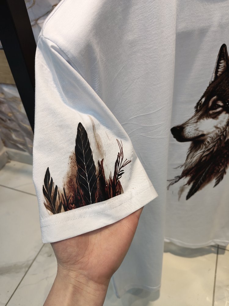 2016 Kurt Baskılı Beyaz Basic T-Shirt