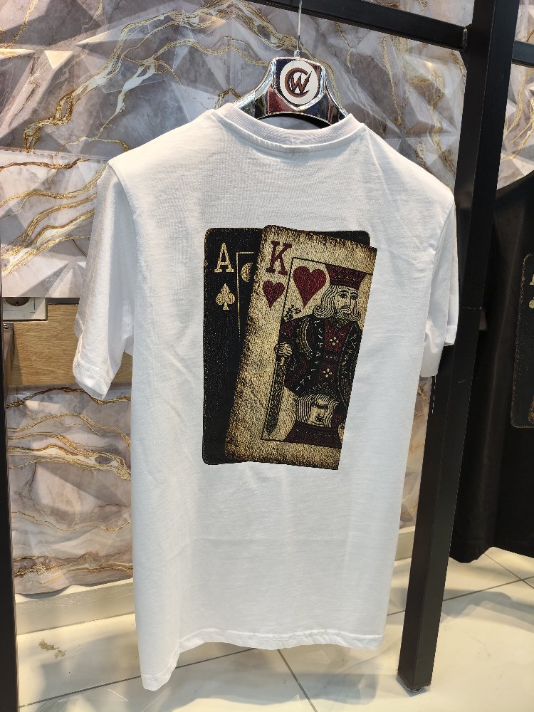2019 A-K Baskılı Beyaz Basic T-shirt