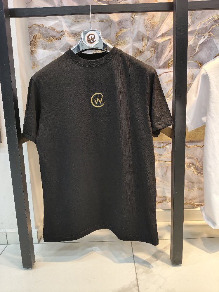 2008 Kaplan Gold Baskılı Siyah Basic T-Shirt