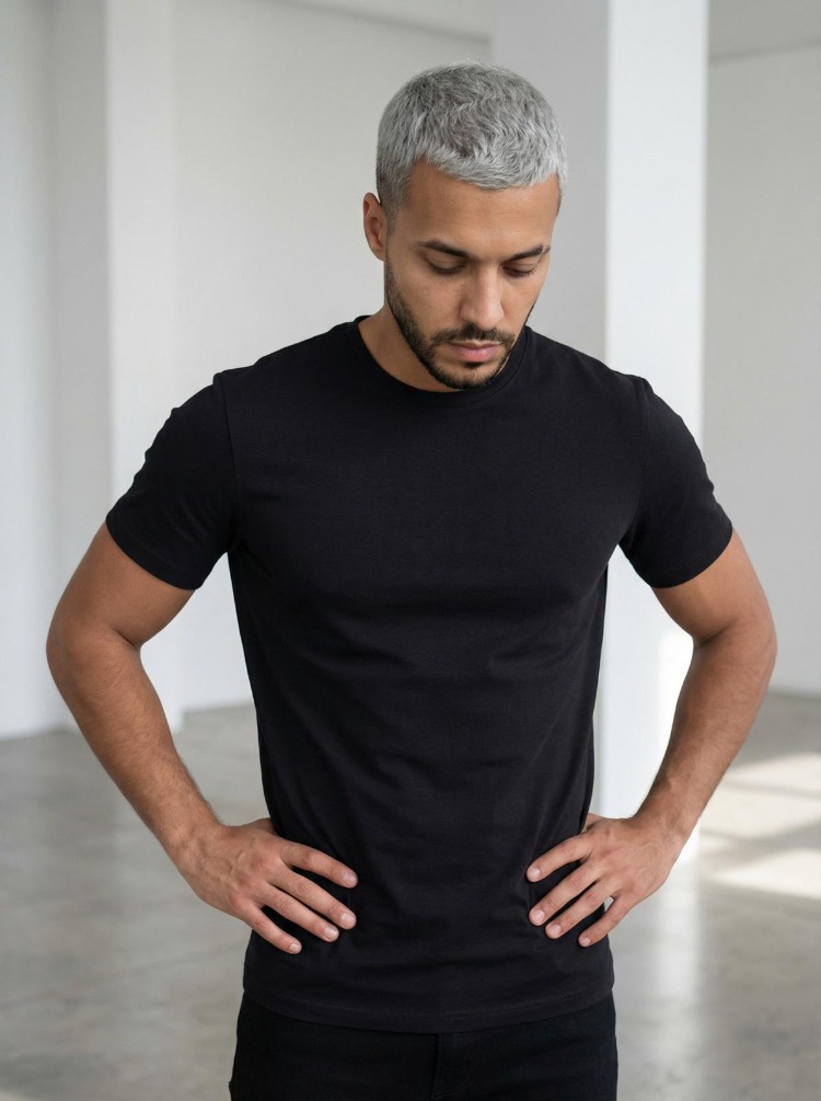 SLIM FIT BASIC TEE | BLACK (Kısa Kol Bisiklet Yaka Yumuşak Dokulu Süpreme Penye Siyah T-Shirt