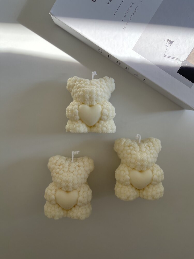 GÜLLÜ AYICIK MUM DEKORATİF TEDDY ROSE BEAR MUM