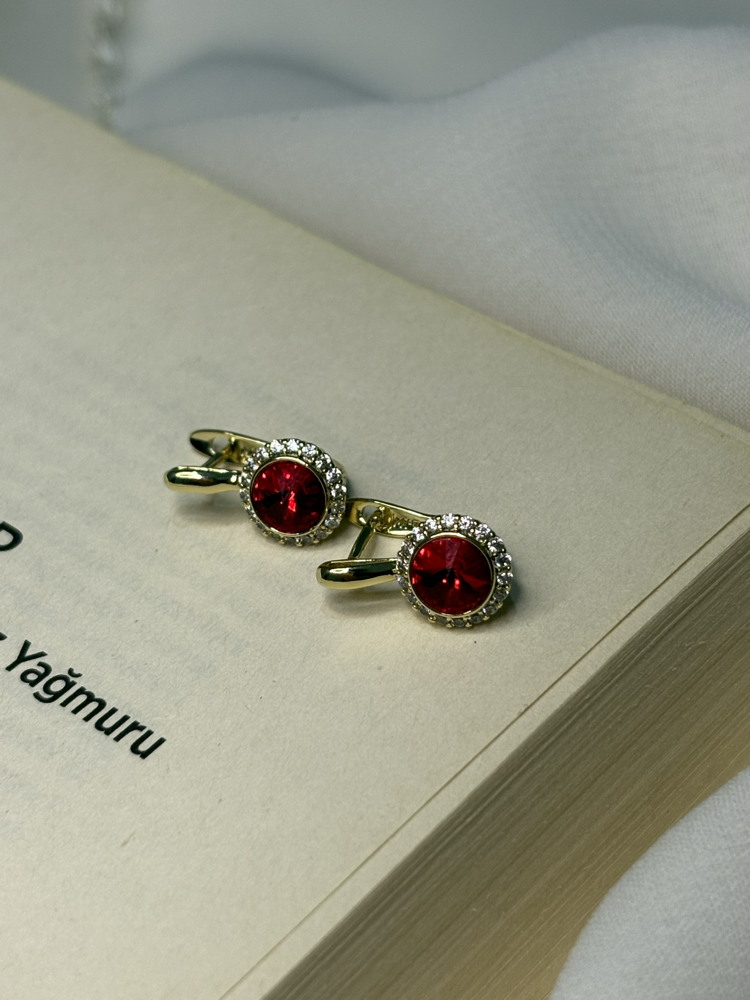Kırmızı halka küpe | 14K