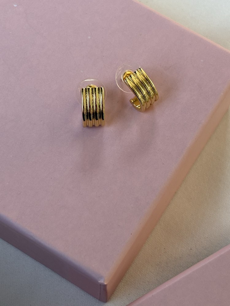 14K | Minimal Çizgili Küpe