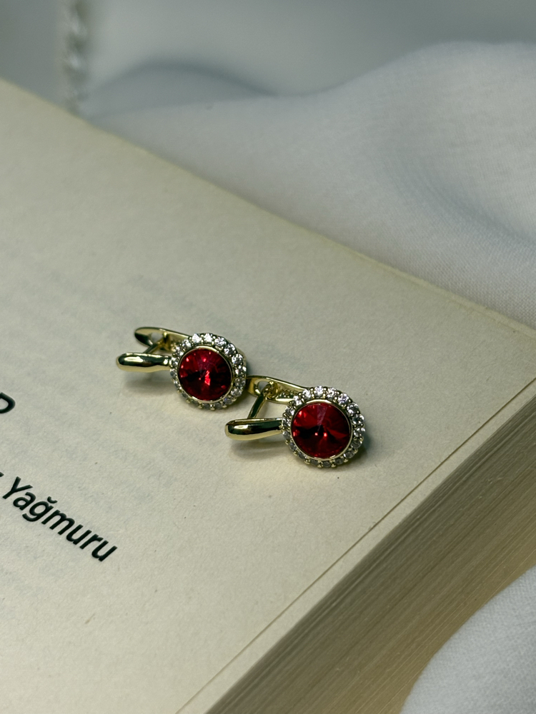 Kırmızı halka küpe | 14K