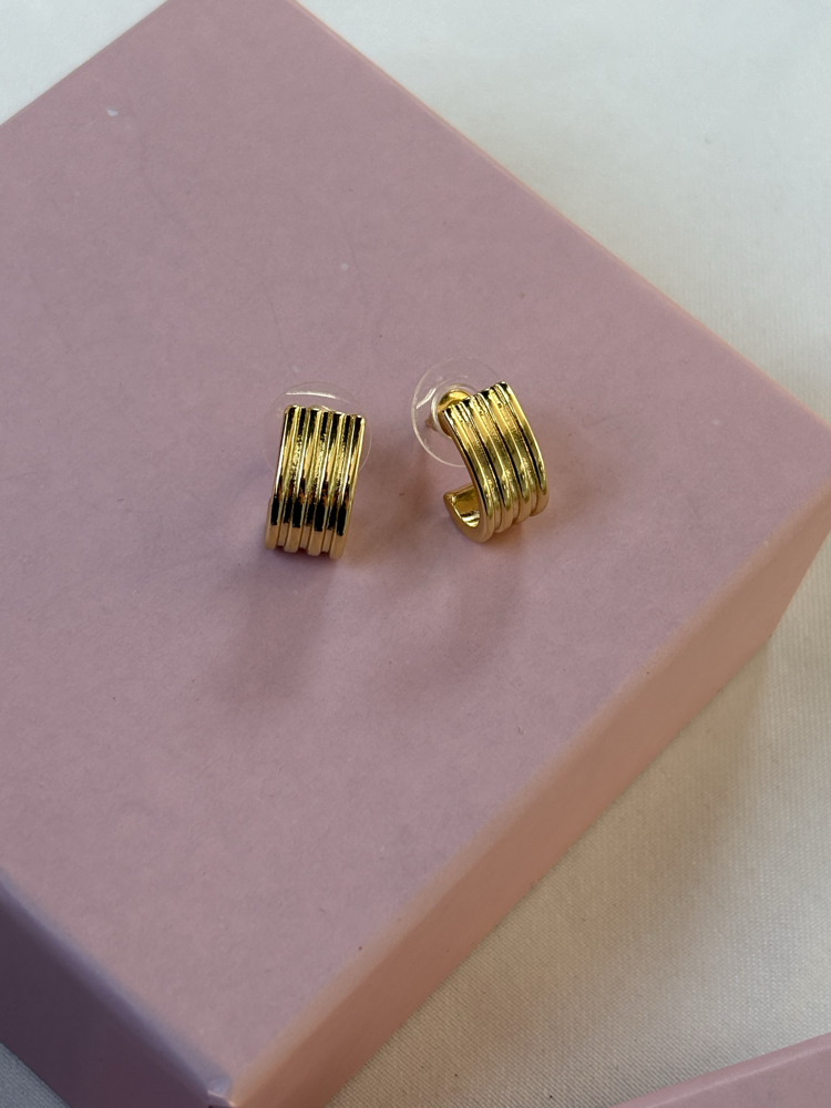 14K | Minimal Çizgili Küpe