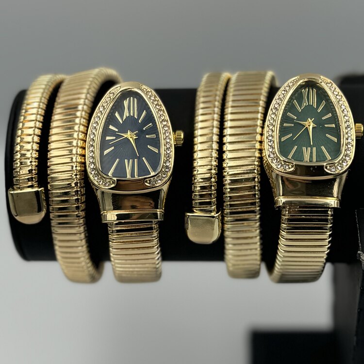 İnce BVLGR Yılanlı Saat(Gold-Gümüş gold kordon)