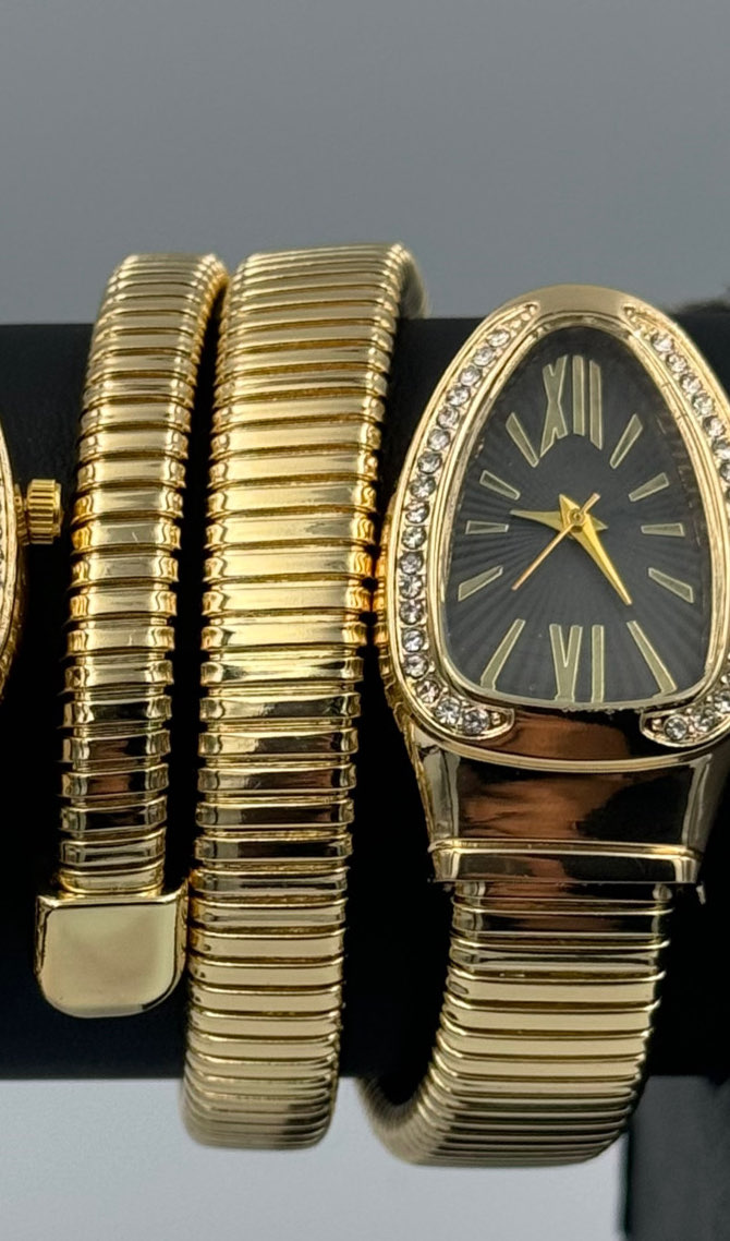 İnce BVLGR Yılanlı Saat(Gold-Gümüş gold kordon)