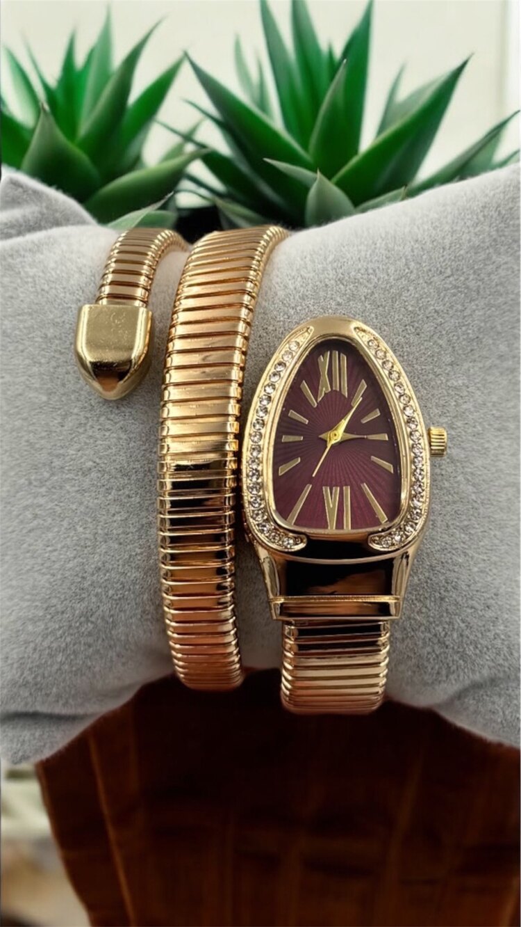 İnce BVLGR Yılanlı Saat(Gold-Gümüş gold kordon)