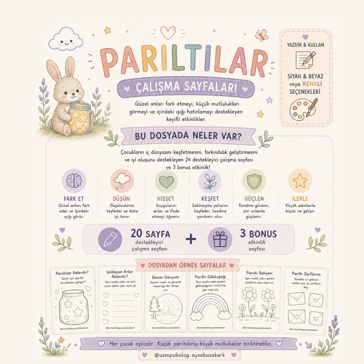 Parıltılar | Çocuklar İçin Farkındalık ve İyi Oluş Çalışma Sayfaları