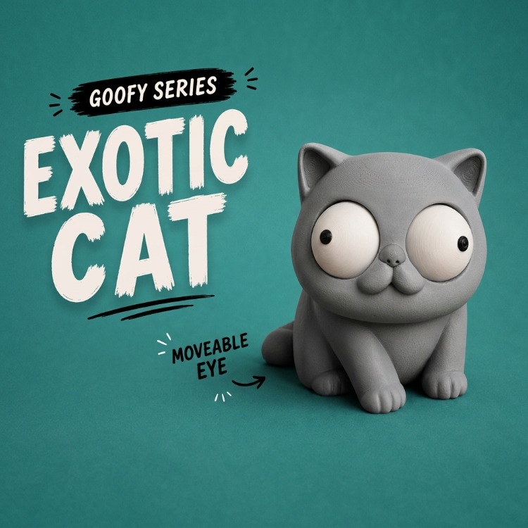 CoffeeCraft Goofy Cins Kedi - Gözleri Hareketli Şirin Model
