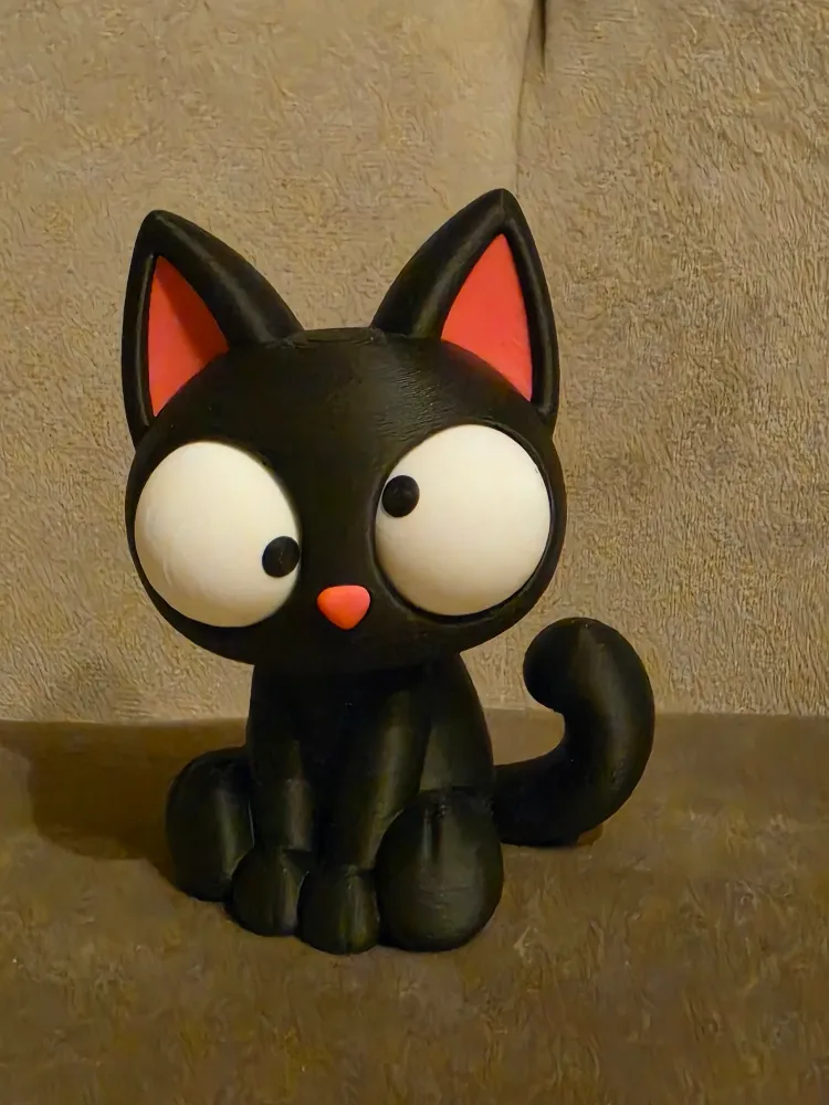 CoffeeCraft Goofy Kara Kedi - Gözleri Hareketli Şirin Model