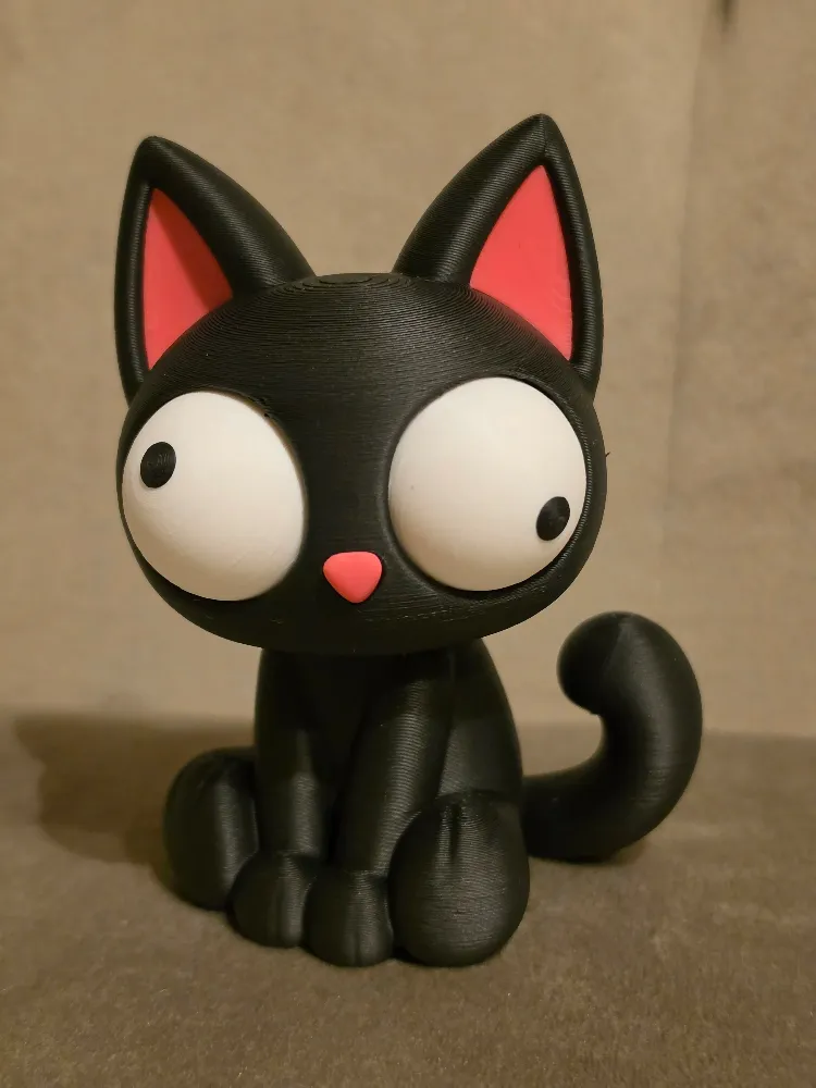 CoffeeCraft Goofy Kara Kedi - Gözleri Hareketli Şirin Model