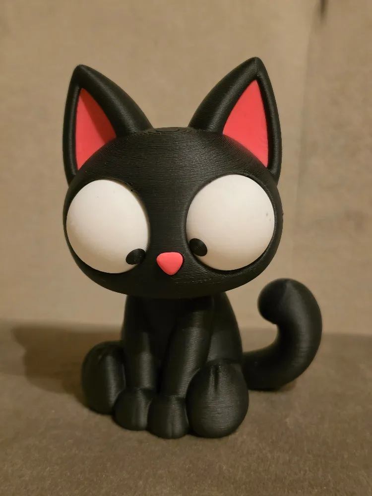 CoffeeCraft Goofy Kara Kedi - Gözleri Hareketli Şirin Model