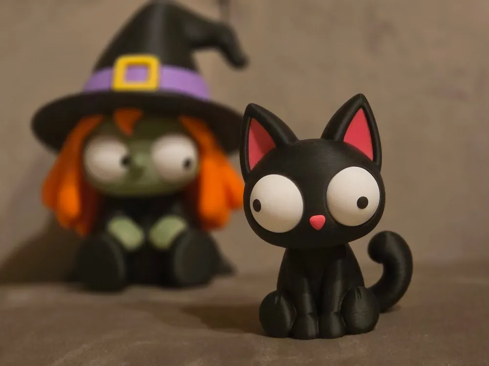 CoffeeCraft Goofy Kara Kedi - Gözleri Hareketli Şirin Model