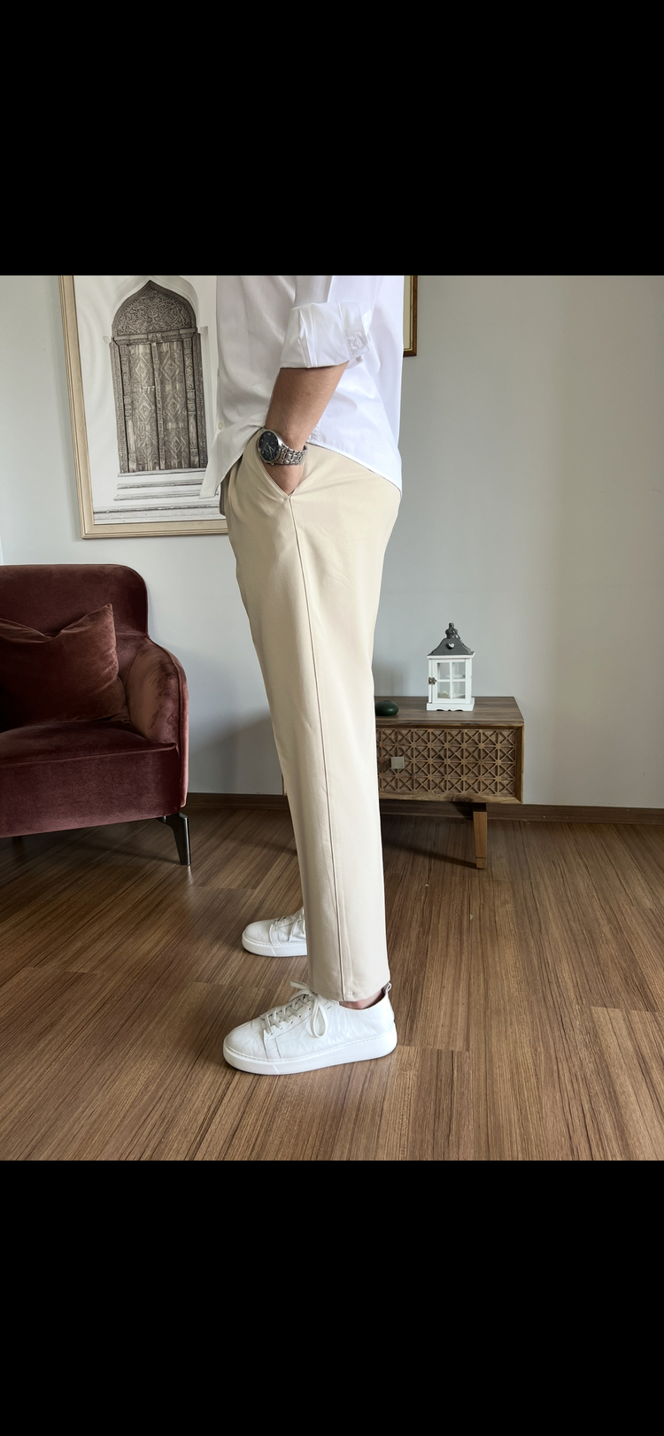 BAGGY KALIP PİLELİ KREM PANTOLON