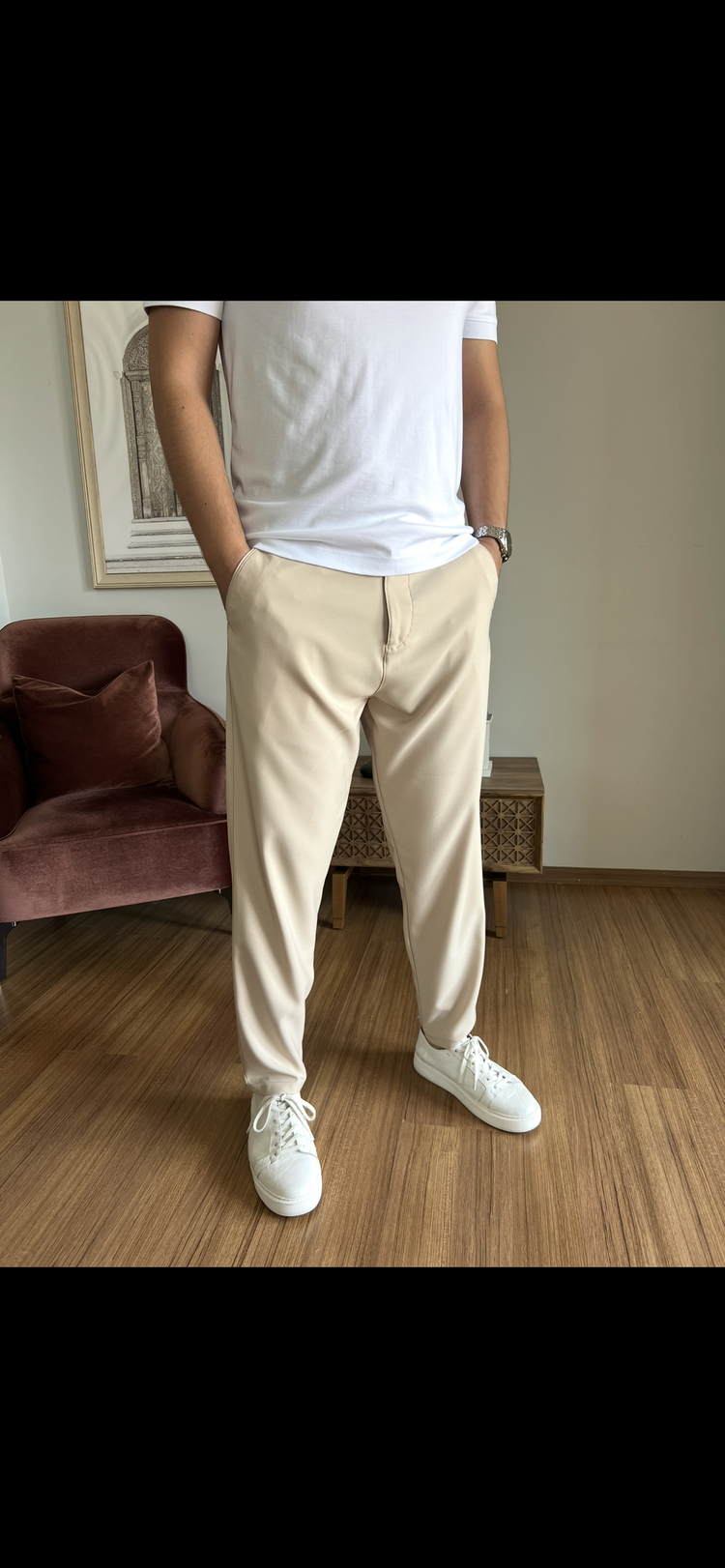 KREM MAN KALIP KUMAŞ PANTOLON