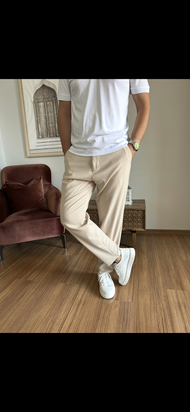 KREM MAN KALIP KUMAŞ PANTOLON
