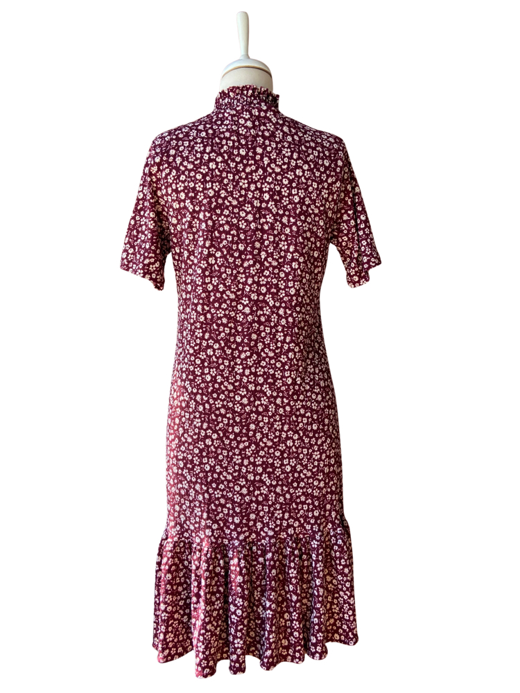 Burgundy Floral Midi Dress