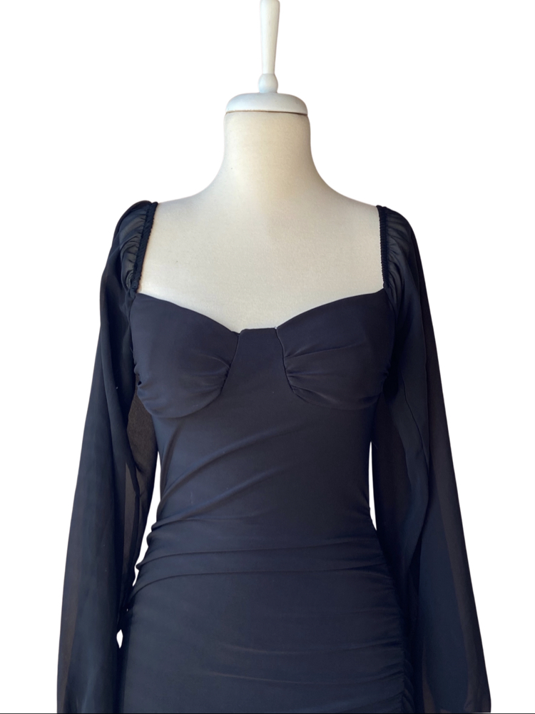 Ruched Black Dress