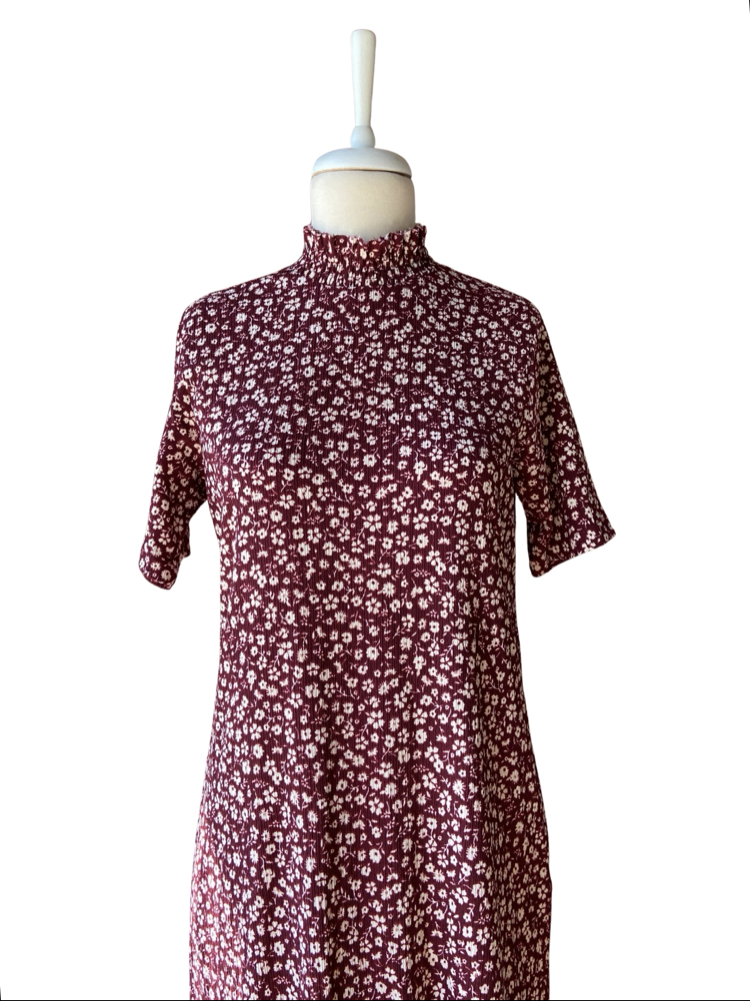 Burgundy Floral Midi Dress