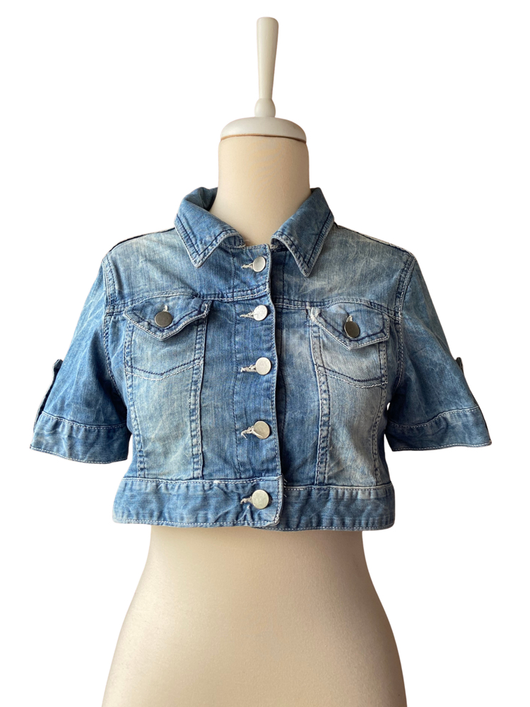 Y2K Washed Denim Crop Jacket