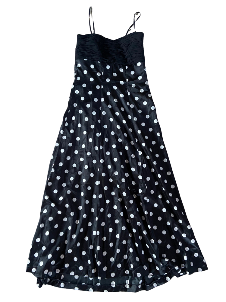 90s Black Polka Dot Maxi Dress