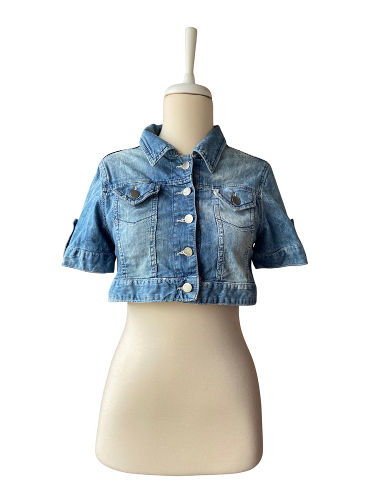 Y2K Washed Denim Crop Jacket