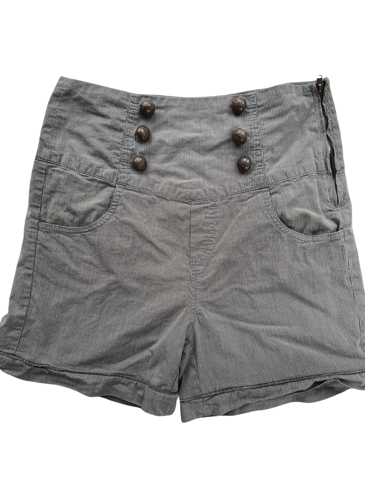 Pinstripe High Waist Shorts