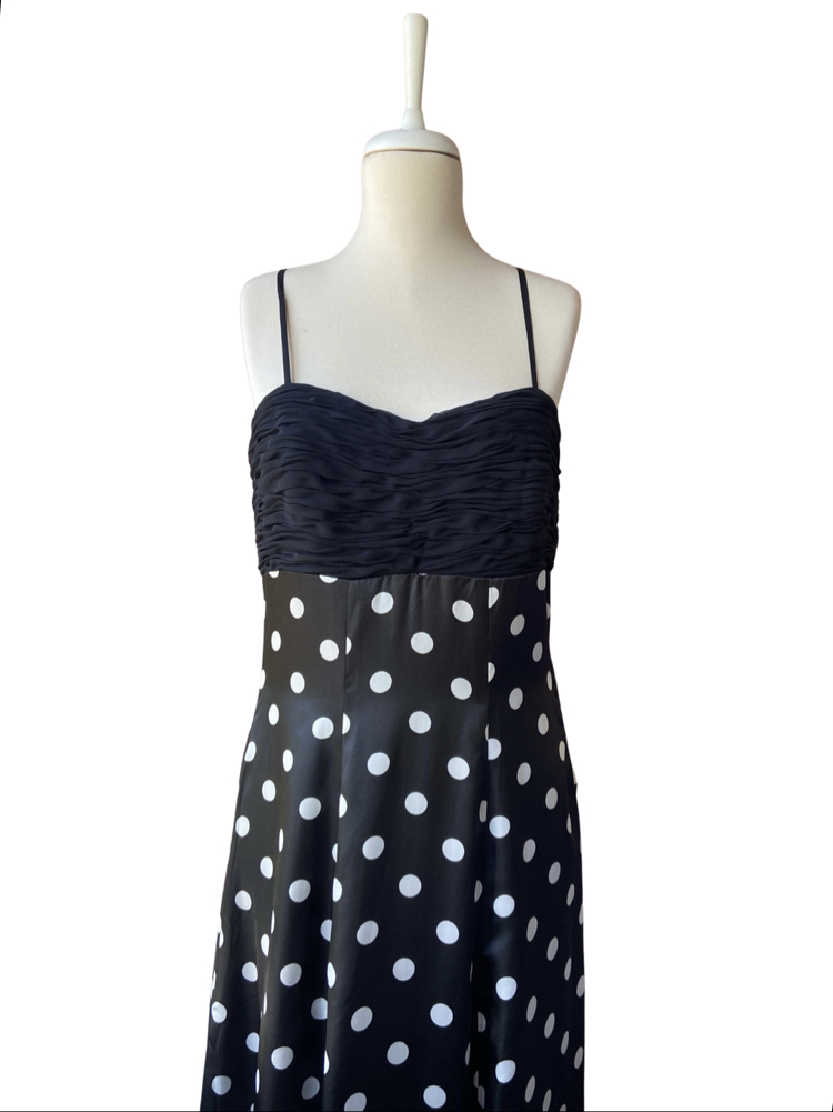 90s Black Polka Dot Maxi Dress