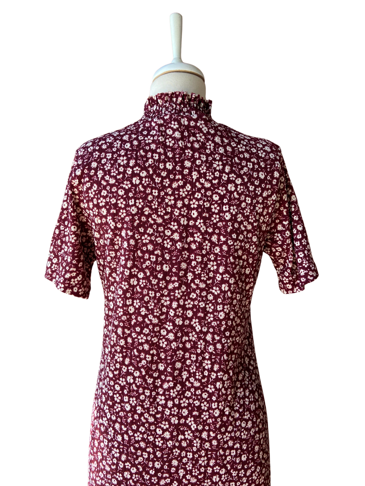 Burgundy Floral Midi Dress