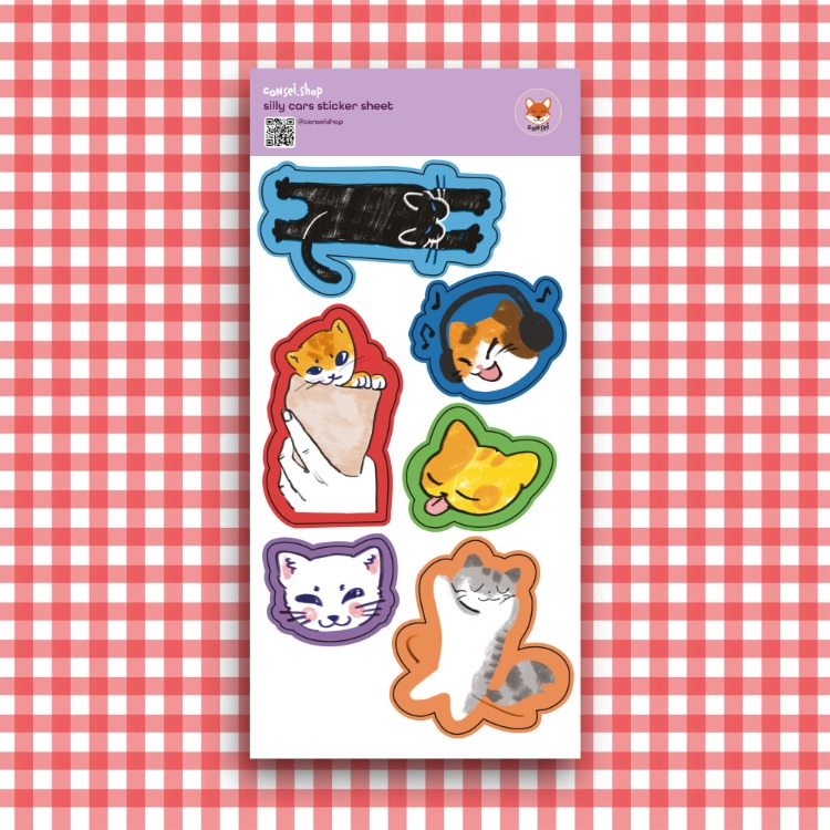 silly cars sticker sheet
