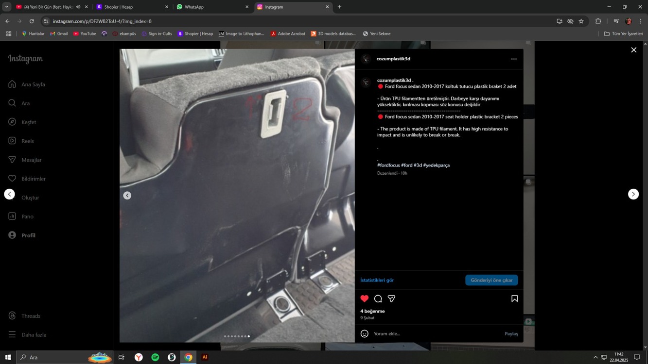Ford focus sedan 2010-2017 koltuk tutucu plastik braket Takım