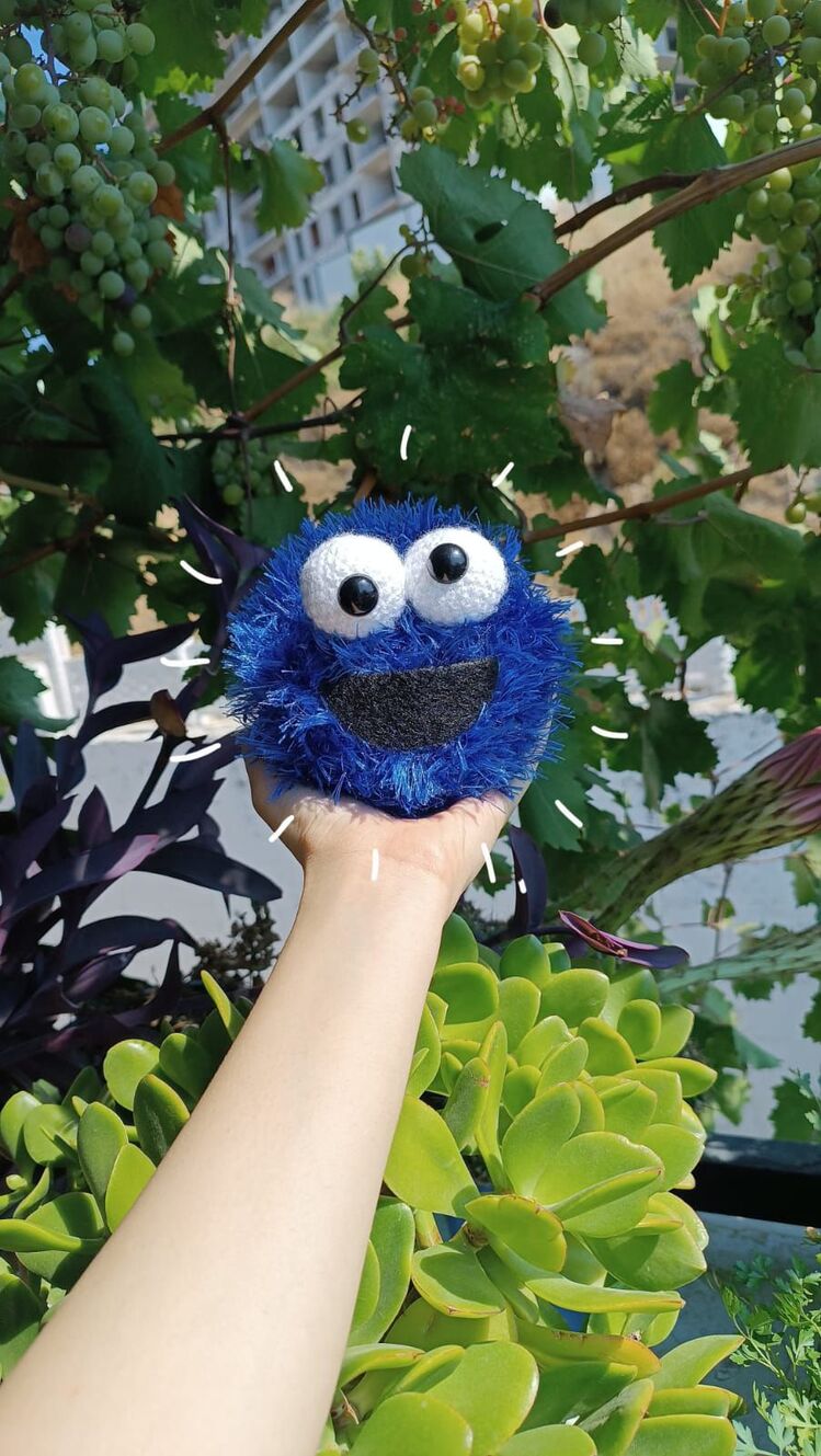 kurabiye canavarı (cookie monster) örgü peluş 