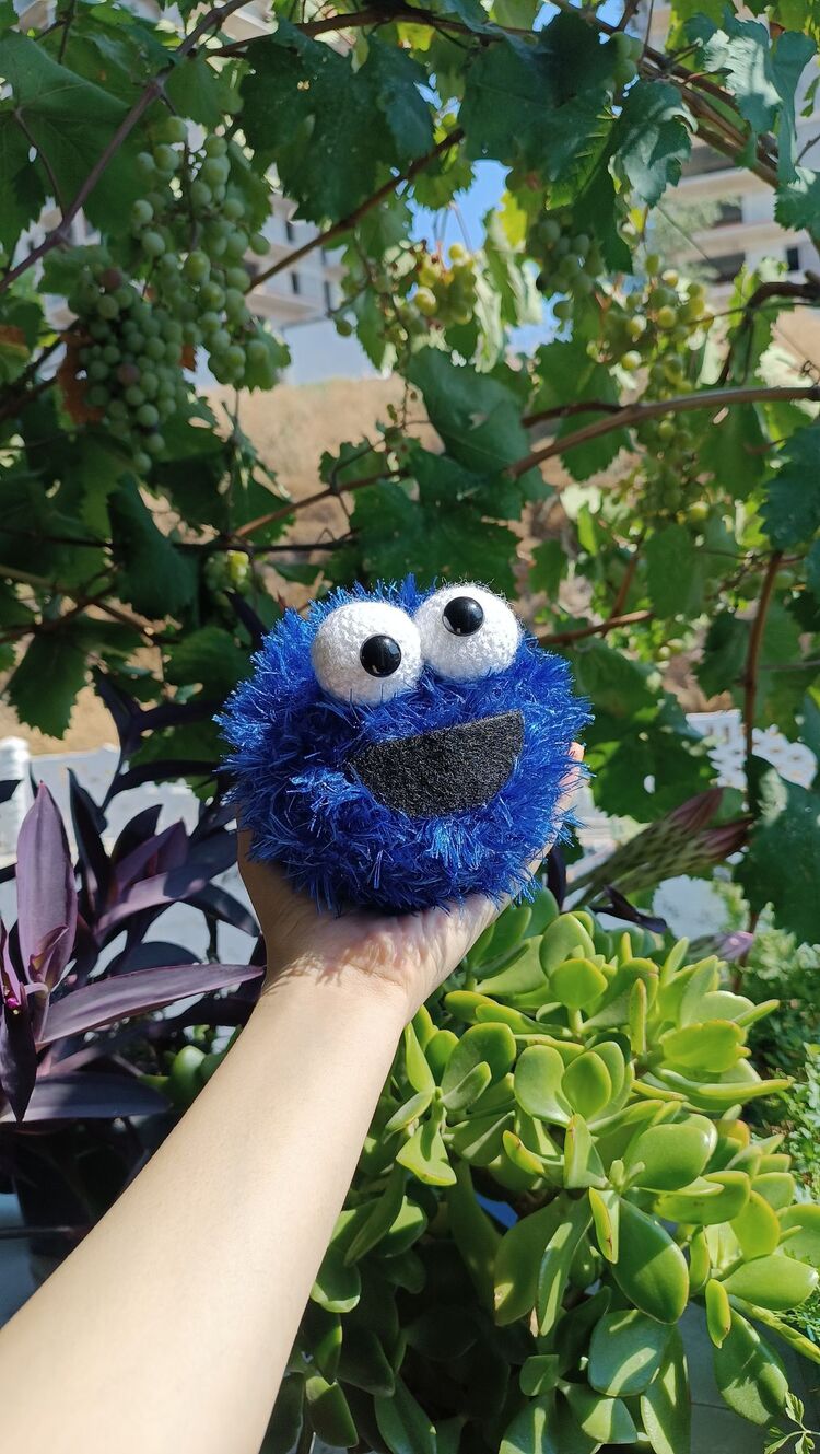 kurabiye canavarı (cookie monster) örgü peluş 