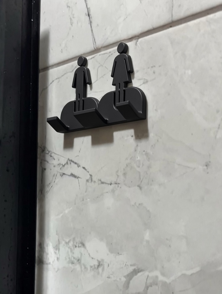 Duvara Monte Jilet Tutucu - Erkek Kadın Figürlü Banyo Aksesuarı