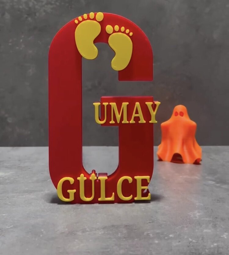 Kişiye Özel İsimli ve Nesneli 3D Baskı Harf 