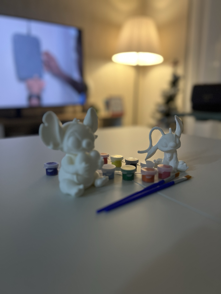  Stitch & Angel – Boyanabilir 3D Baskı Figür Seti (Boya Dahil)