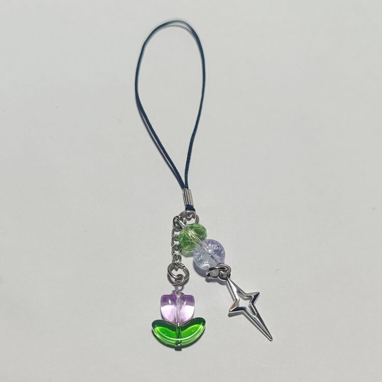 mor çiçek telefon charm